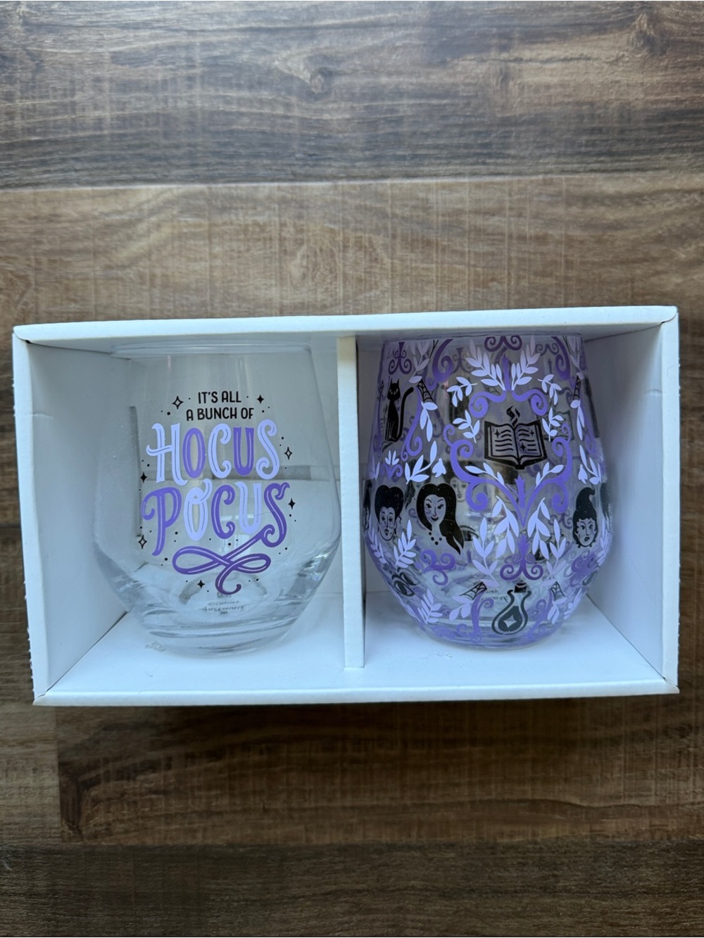 Hocus Pocus Stemless Wine - Set of 2 (Purple & Clear)